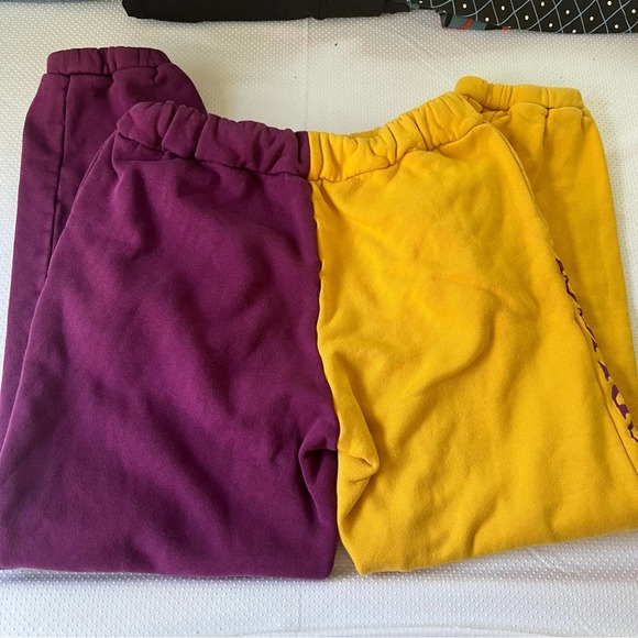 Fiorucci Purple & Golden Yellow Colorblock Cropped Sweatpants with Thigh Logo M - Picture 6 of 7